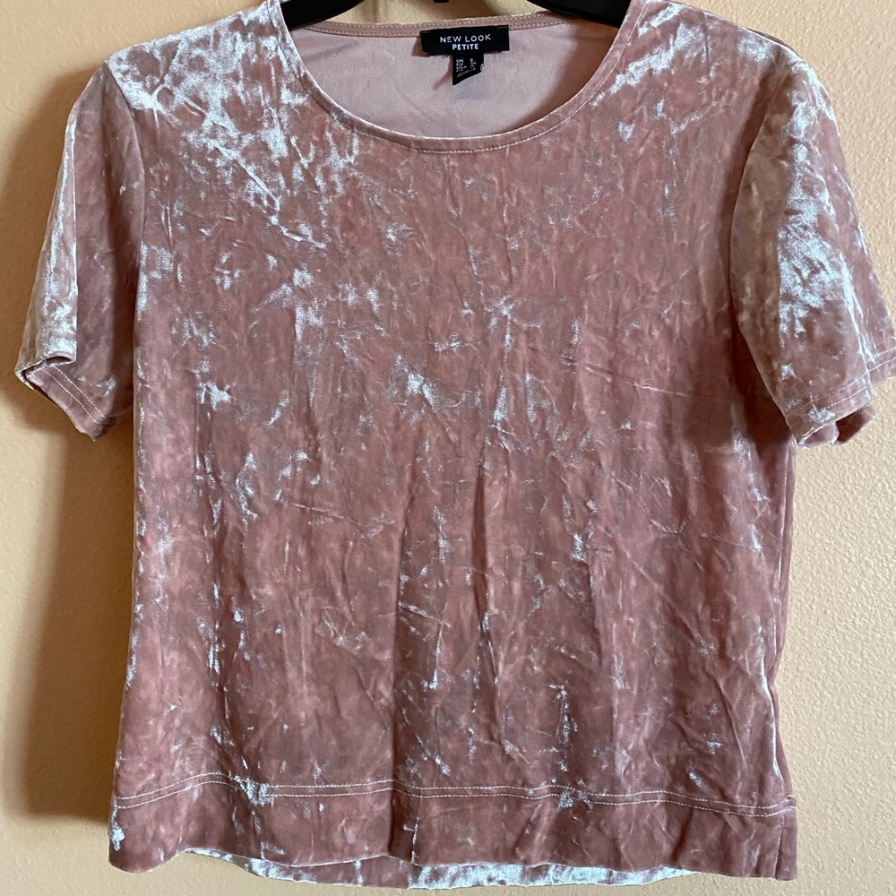 Light Pink Velvet Half Sleeved Shirt